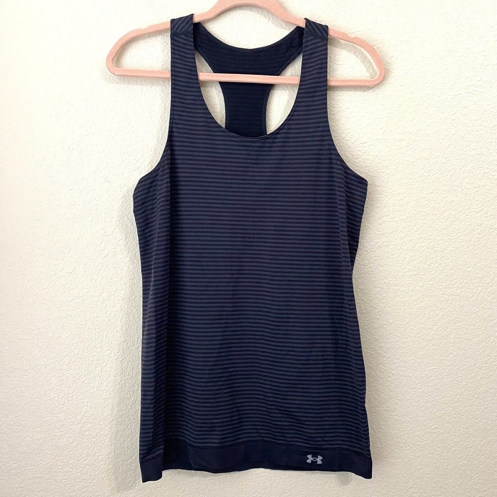 Under Armour Womens Tank Top Medium Stripes Gray Racerback